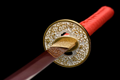 Handmade Full Tang Katana 1095 High carbon steel Red Blade ,Real katana sowrd