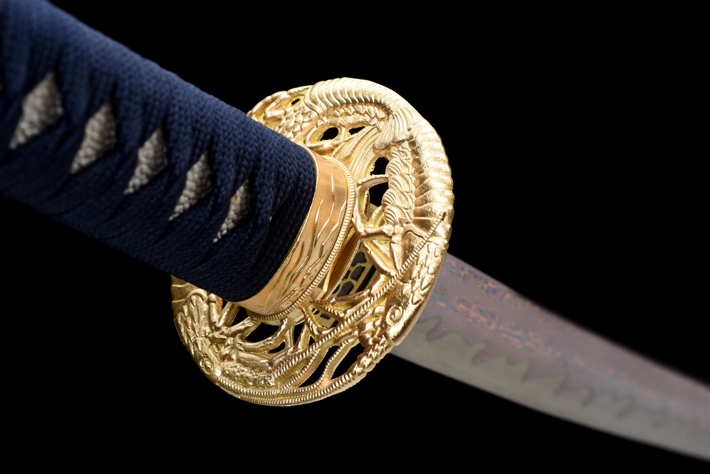 Handmade full tang Katana Damascus steel BLUE Blade ,Real katana sowrd
