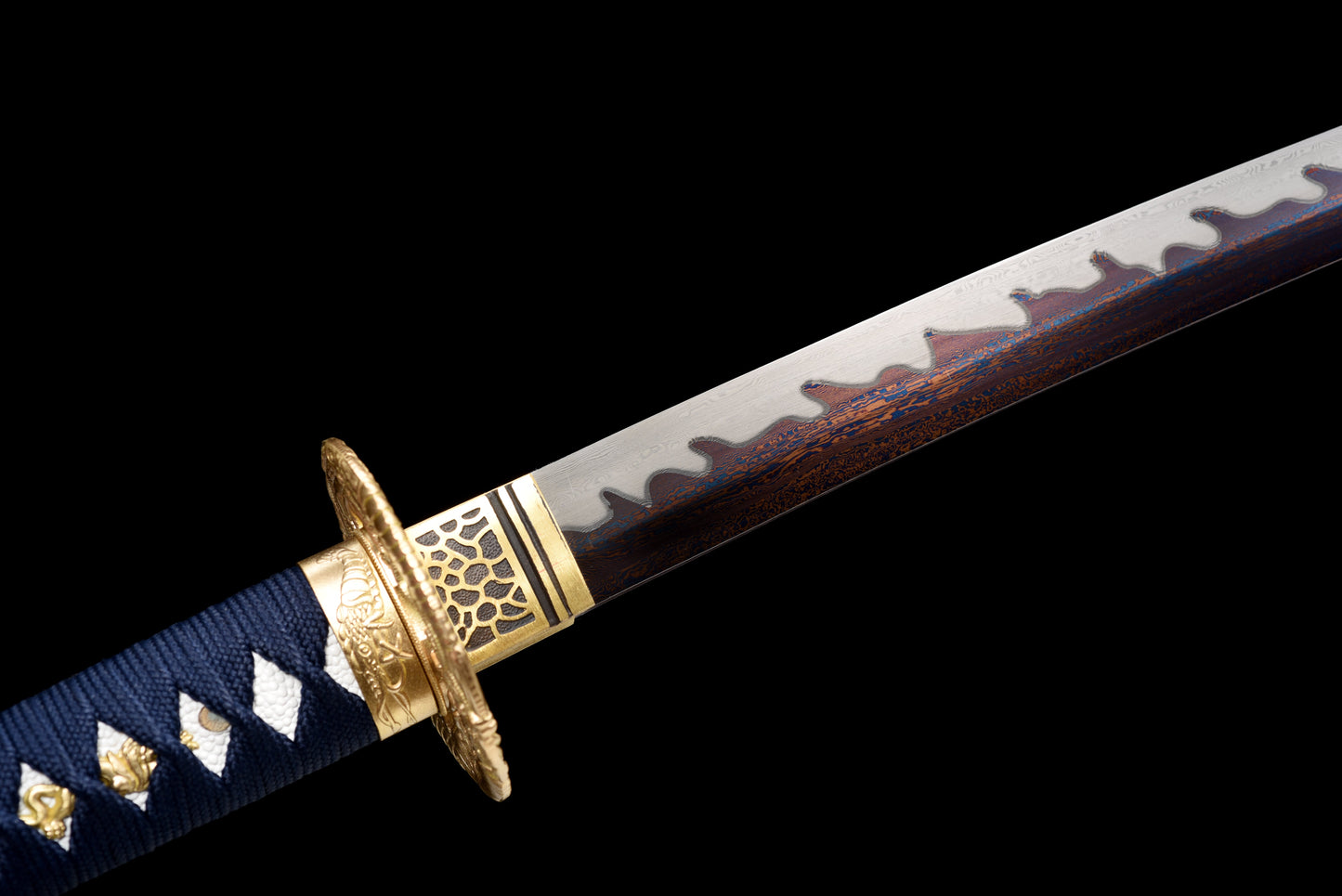 Handmade full tang Katana Damascus steel BLUE Blade ,Real katana sowrd