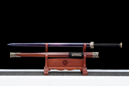Chinese Swords,Han sword（汉剑）,Damascus style, Baked Blue,Twist the lines