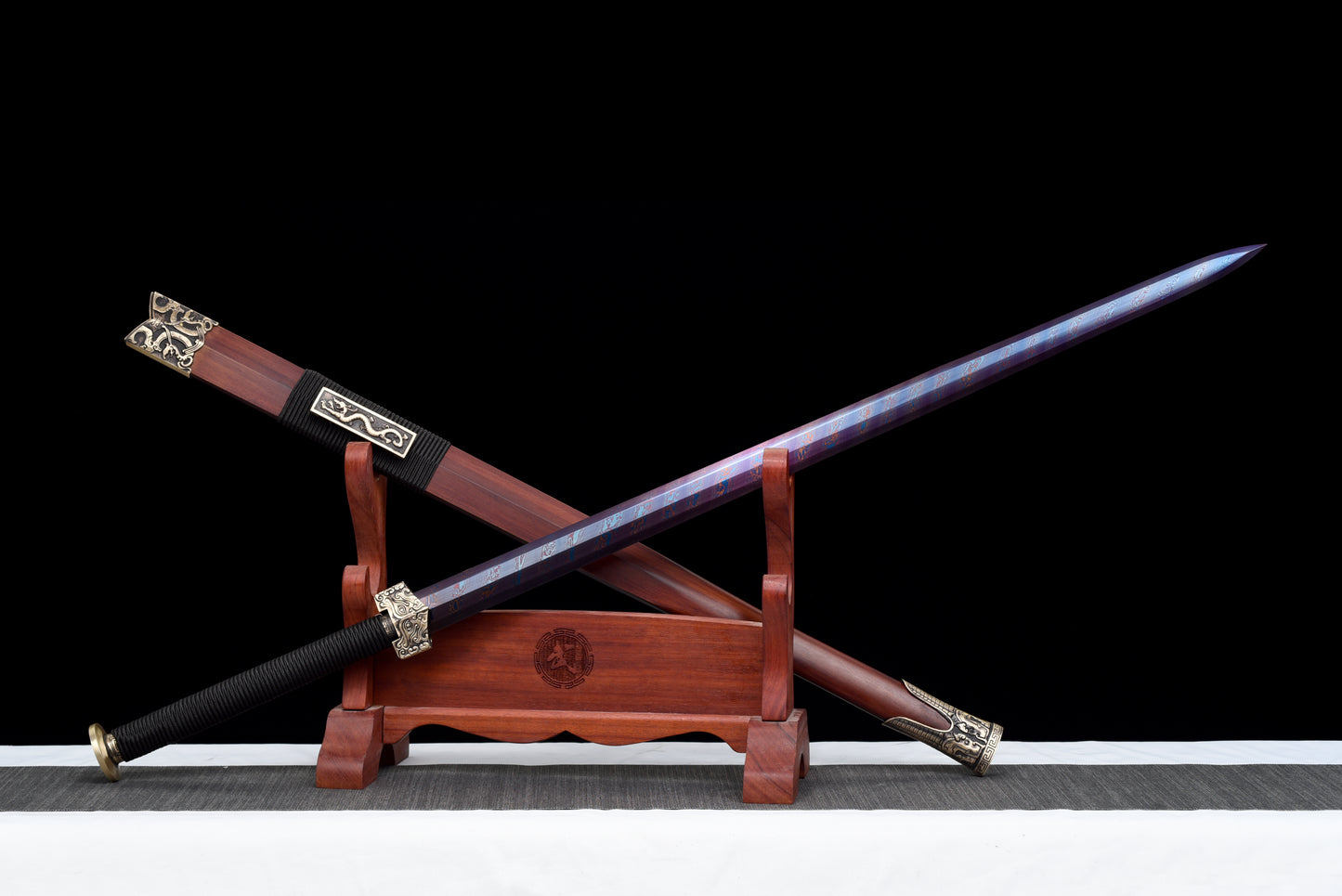 Chinese Swords,Han sword（汉剑）,Damascus style, Baked Blue,Twist the lines