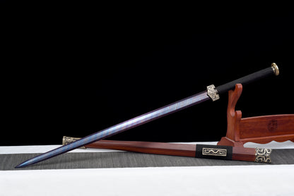 Chinese Swords,Han sword（汉剑）,Damascus style, Baked Blue,Twist the lines