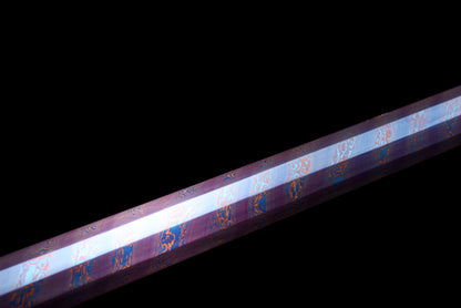 Chinese Swords,Han sword（汉剑）,Damascus style, Baked Blue,Twist the lines