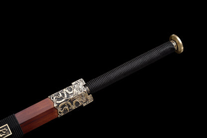 Chinese Swords,Han sword（汉剑）,Damascus style, Baked Blue,Twist the lines