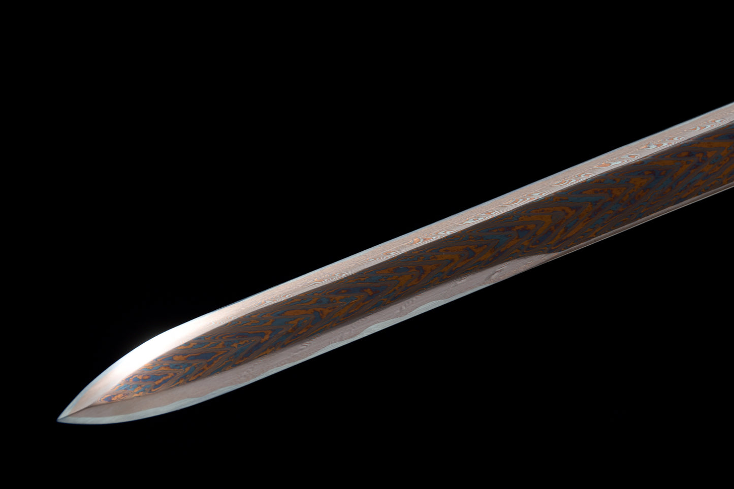 Chinese sword-Tang sword(唐剑),Damascus craftsmanship, baked blue blade