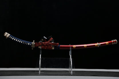 Handcrafted Long 41-Inch Triple Full-Tang Steel —Damascus style Chrysanthemum Emblem Imperial  - Tashi