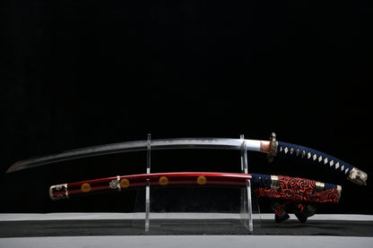 Handcrafted Long 41-Inch Triple Full-Tang Steel —Damascus style Chrysanthemum Emblem Imperial  - Tashi