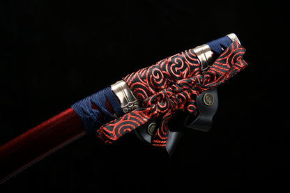 Handcrafted Long 41-Inch Triple Full-Tang Steel —Damascus style Chrysanthemum Emblem Imperial  - Tashi
