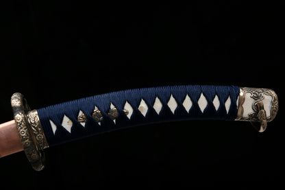 Handcrafted Long 41-Inch Triple Full-Tang Steel —Damascus style Chrysanthemum Emblem Imperial  - Tashi