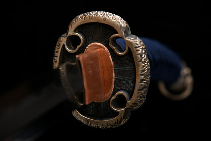 Handcrafted Long 41-Inch Triple Full-Tang Steel —Damascus style Chrysanthemum Emblem Imperial  - Tashi