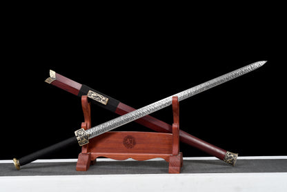 Chinese Swords,Han sword（汉剑）,Damascus style, hammer pattern