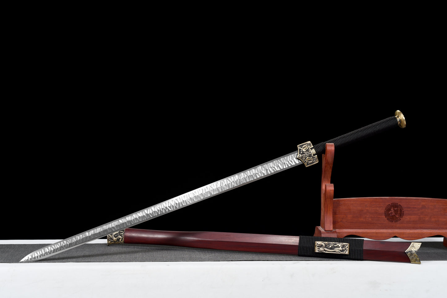 Chinese Swords,Han sword（汉剑）,Damascus style, hammer pattern