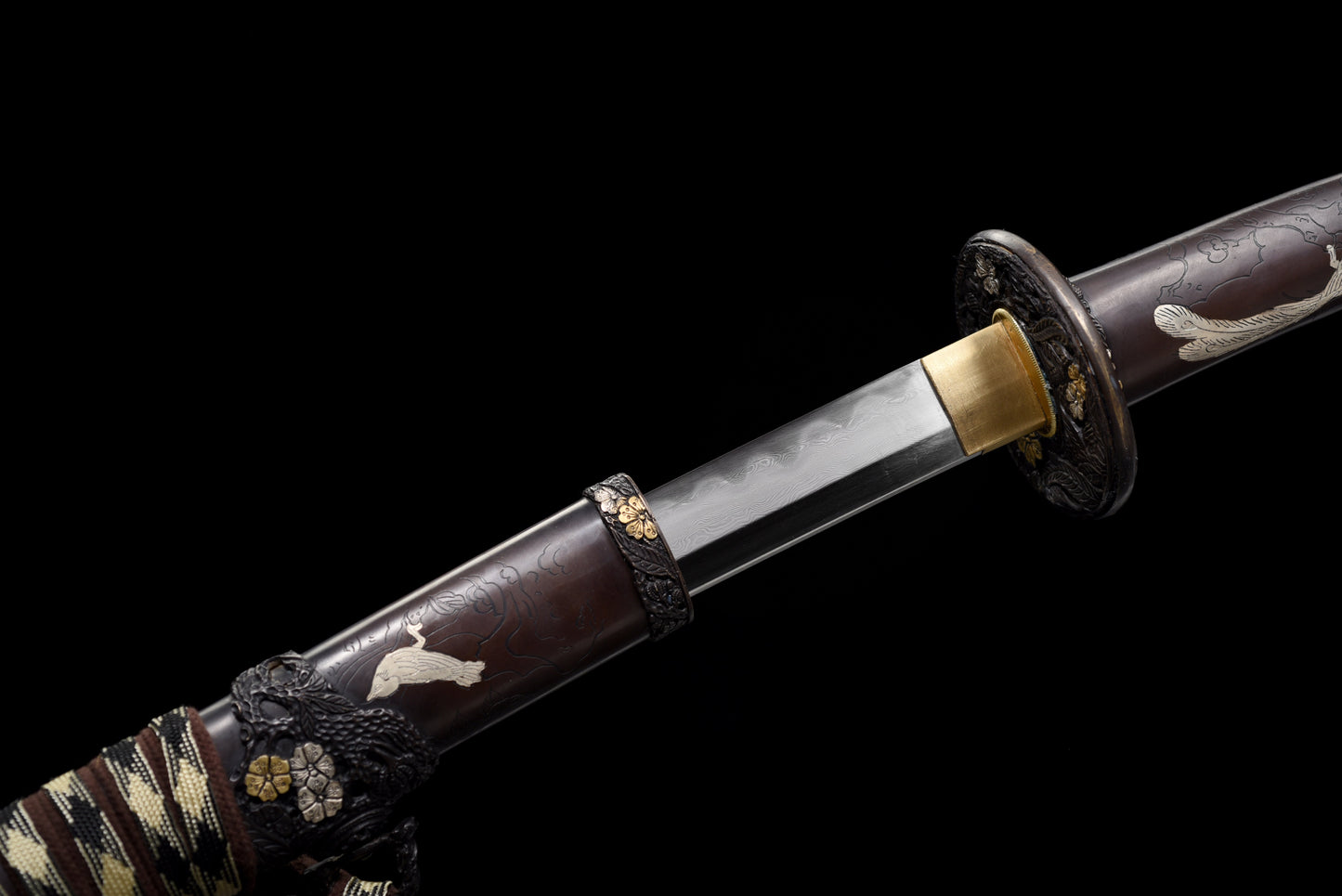 Handmade Full Tang Damascus steel Full Tang Blade With Real Hamon TACHI SWORDS 48Inches,Real katana sowrd