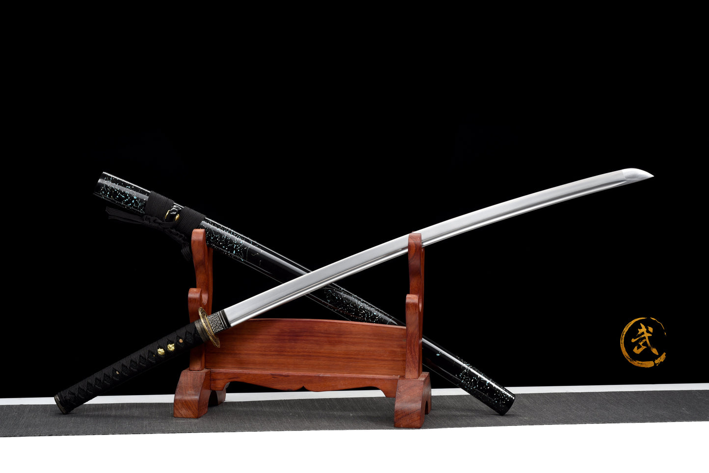 Handmade Full Tang  Katana 1045 carbon steel Black Scabbard,Real katana sowrd