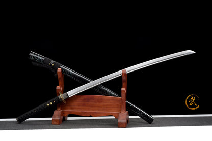 Handmade Full Tang  Katana 1045 carbon steel Black Scabbard,Real katana sowrd