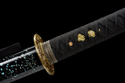 Handmade Full Tang  Katana 1045 carbon steel Black Scabbard,Real katana sowrd