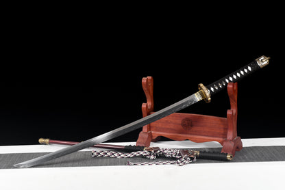 Handmade Full Tang T10 Steel Full Tang Blade With Real Hamon TACHI SWORDS 41 Inches,Real katana sowrd