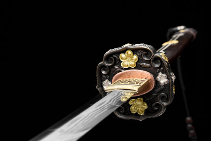 Handmade Full Tang Damascus Steel Full Tang Blade with Real Hamon TACHI SWORDS  45 inches,Real katana sowrd