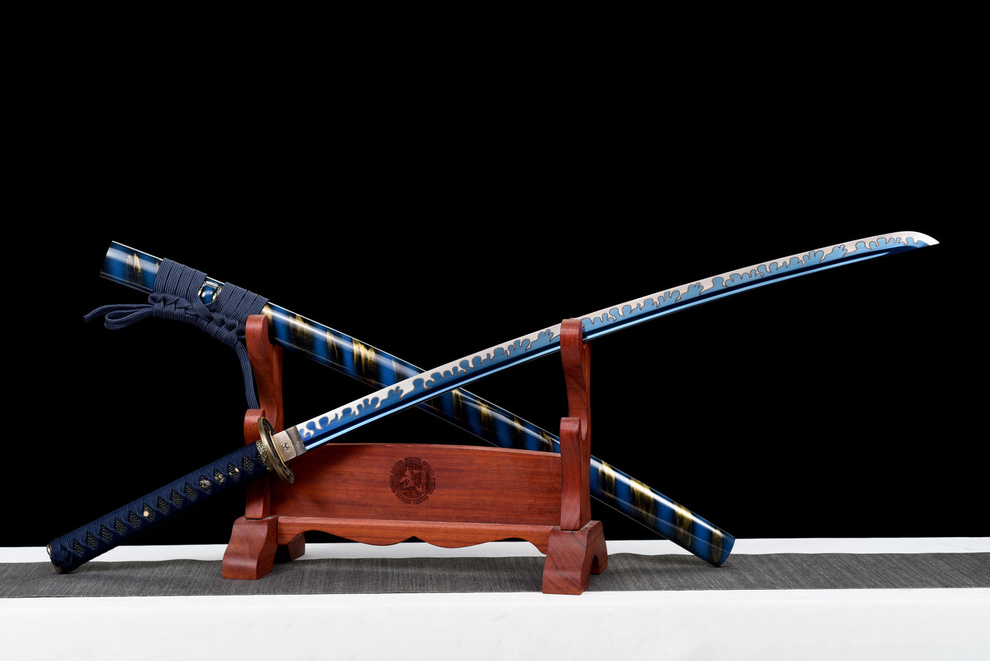 Handmade full tang Katana 1095 High-carbon steel blue Blade ,Real katana sowrd