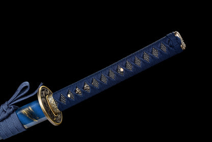 Handmade full tang Katana 1095 High-carbon steel blue Blade ,Real katana sowrd
