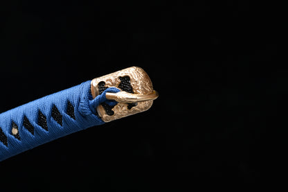 True handmade 41-inch T10 steel burnishing grey sword - Sixteen-petal chrysanthemum pattern sword-Tashi sword