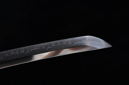 True handmade 41-inch T10 steel burnishing grey sword - Sixteen-petal chrysanthemum pattern sword-Tashi sword