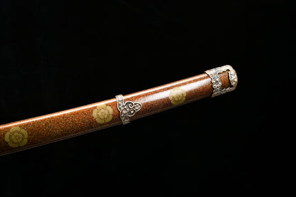 Handmade long 41-inch patterned steel blade, finishing, upper grind, handle reversed, great sword,Damascus steel — Oda Nobunaga — Tashi