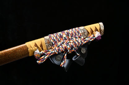 Handmade long 41-inch patterned steel blade, finishing, upper grind, handle reversed, great sword,Damascus steel — Oda Nobunaga — Tashi