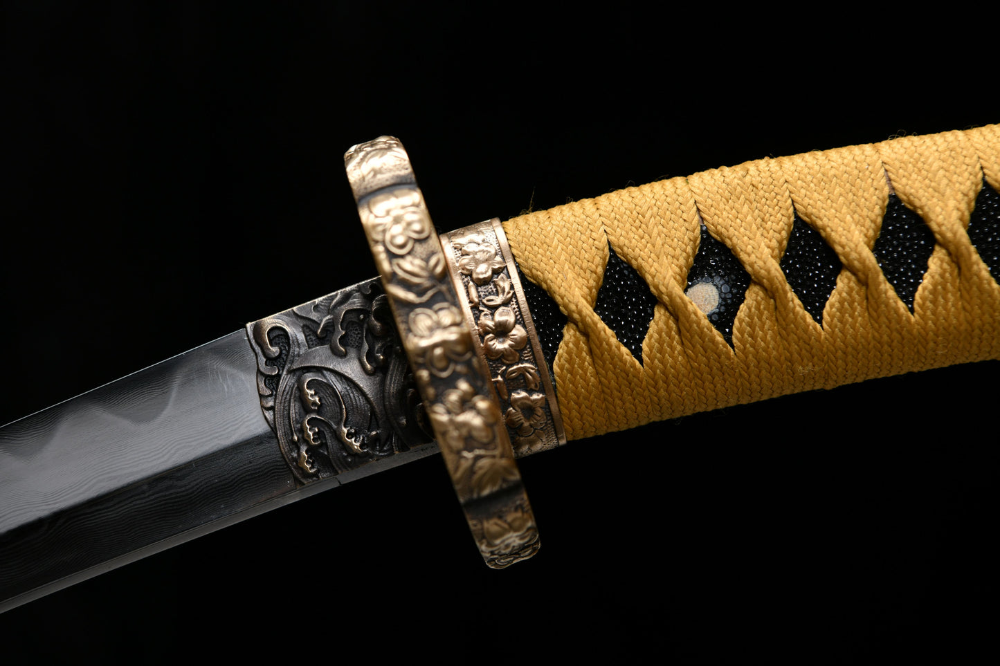 Handmade long 41-inch patterned steel blade, finishing, upper grind, handle reversed, great sword,Damascus steel — Oda Nobunaga — Tashi