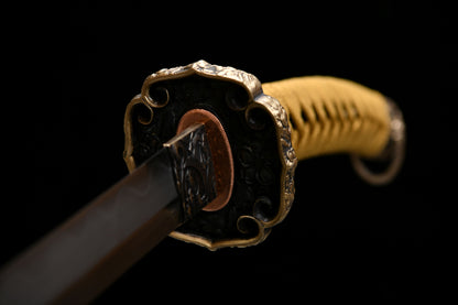 Handmade long 41-inch patterned steel blade, finishing, upper grind, handle reversed, great sword,Damascus steel — Oda Nobunaga — Tashi