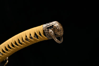 Handmade long 41-inch patterned steel blade, finishing, upper grind, handle reversed, great sword,Damascus steel — Oda Nobunaga — Tashi