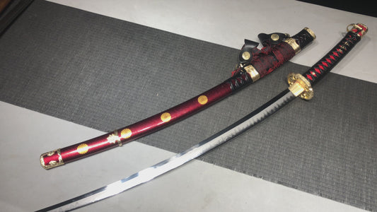 Really sharp handmade 41-inch T10 burn blade combat field- Chrysanthemum patterned royal - Tashi