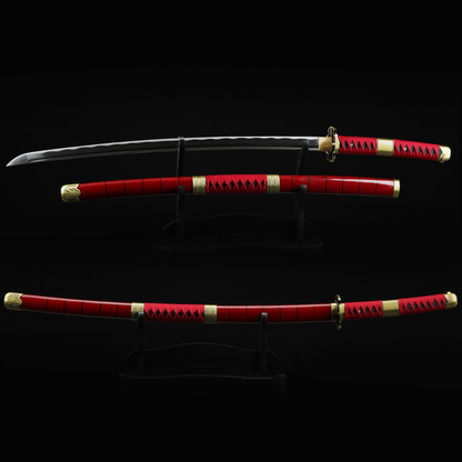 One Piece Roronoa Zoro Sandai Kitetsu Katana Samurai Sword Replica With Red Scabbard,Cosplay Katana-anime sword