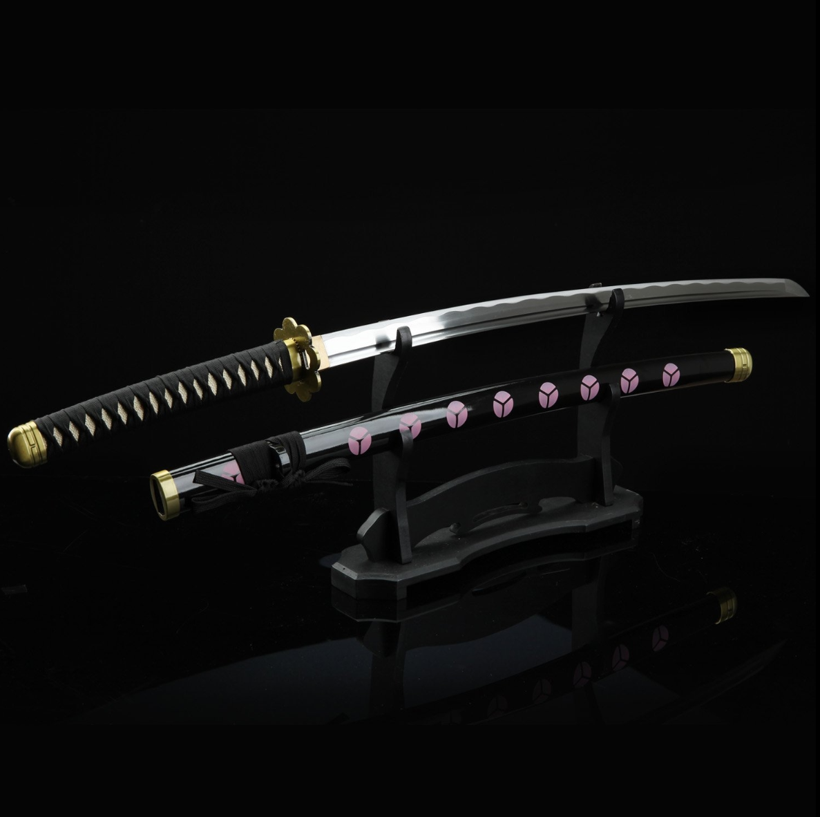 One Piece Roronoa Zoro Shusui Katana Samurai Sword Replica With Black Scabbard,Cosplay Katana-anime sword