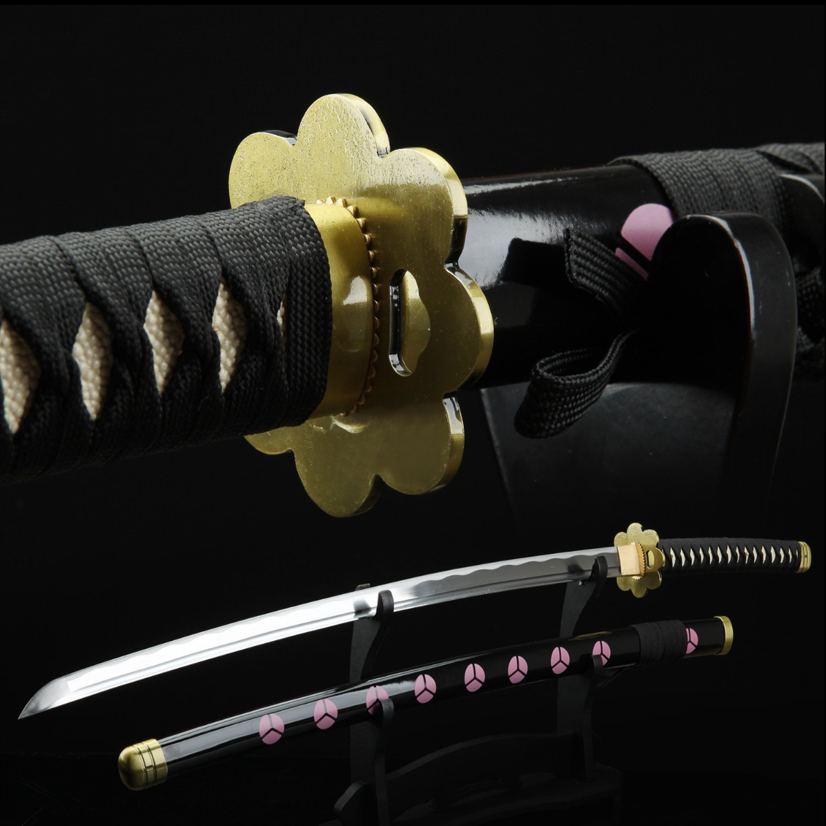 One Piece Roronoa Zoro Shusui Katana Samurai Sword Replica With Black Scabbard,Cosplay Katana-anime sword